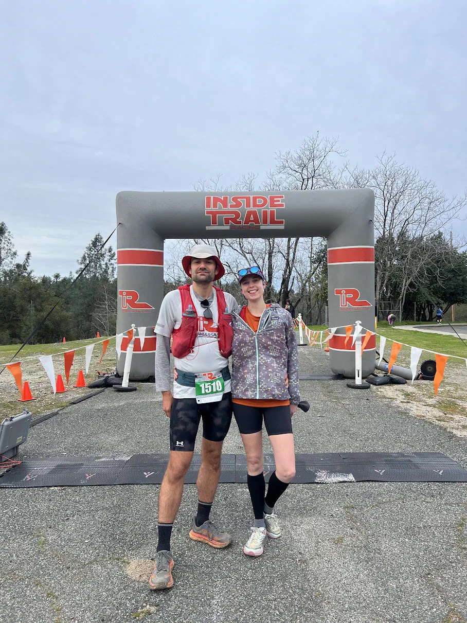Kelly and Nills at the finish line of an Inside Trail race