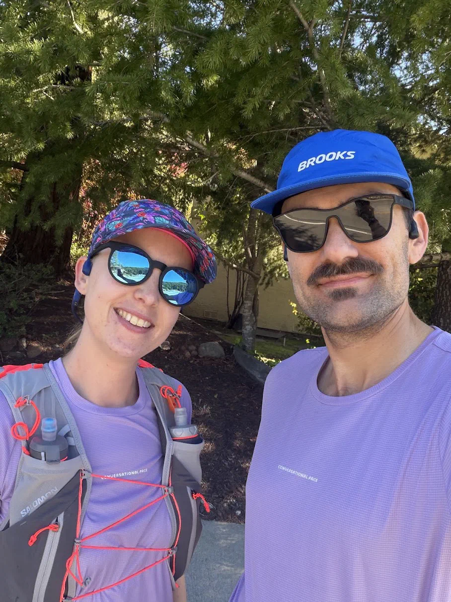 Kelly and Nills smiling on a training run